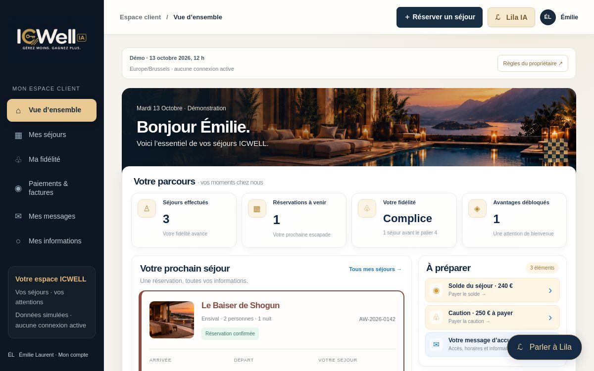 Capture réelle du dashboard Vos clients