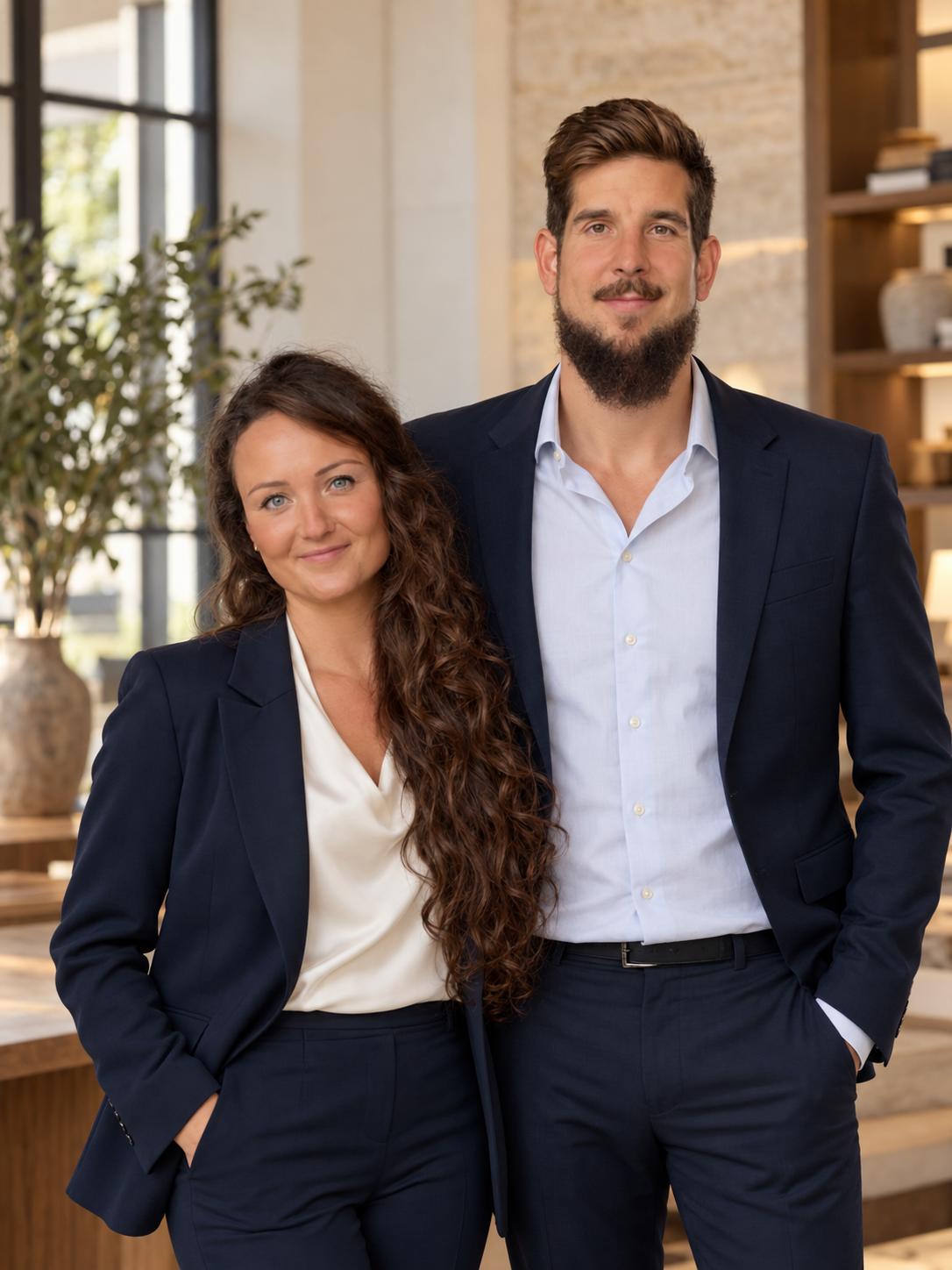 Portrait professionnel de Christine et Ioann, fondateurs d’I.C Well, créé à partir de leur photographie